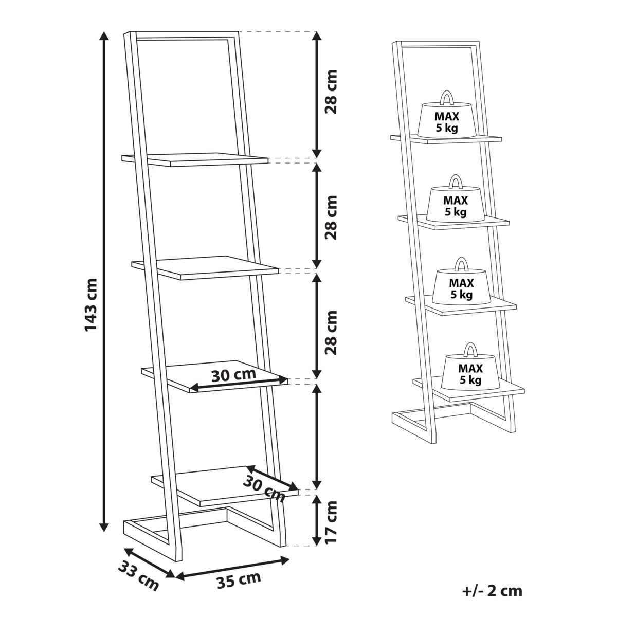Regał 4 półki czarny z ciemnym drewnem JOPLIN