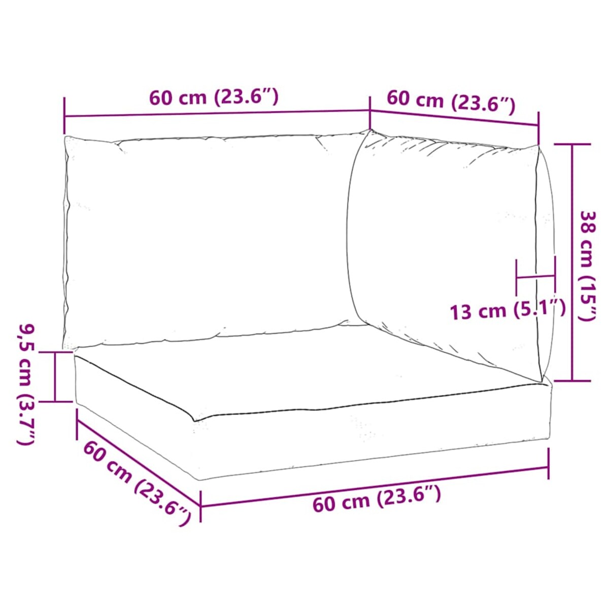 vidaXL Poduszki na palety, 3 szt., beżowe, tkanina Oxford