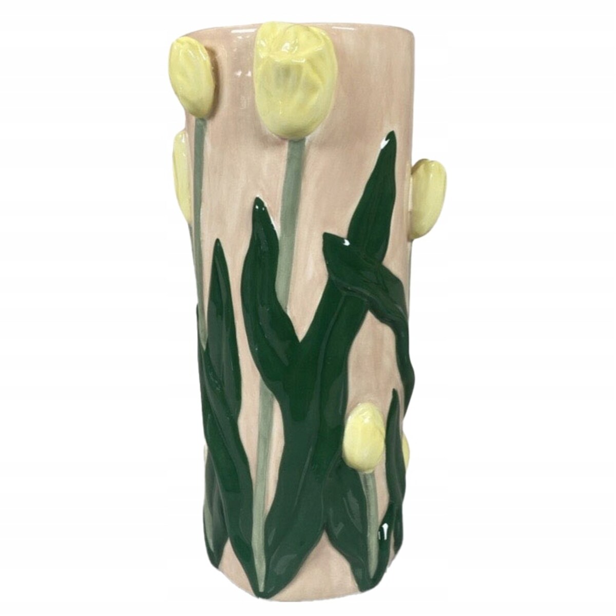 WAZON NA BUKIET KWIATÓW 28cm TULIPANY cylinder ceramiczny wiosenny duży
