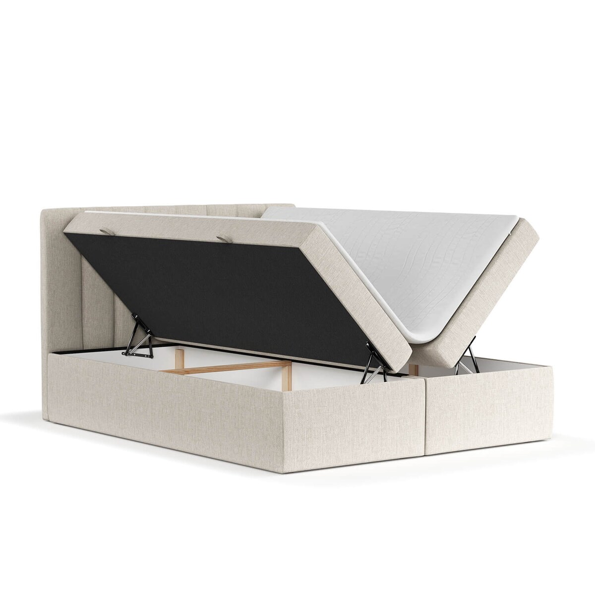 Łóżko tapicerowane AMARO 140x200 z pojemnikiem, Beż, tkanina Alta 02