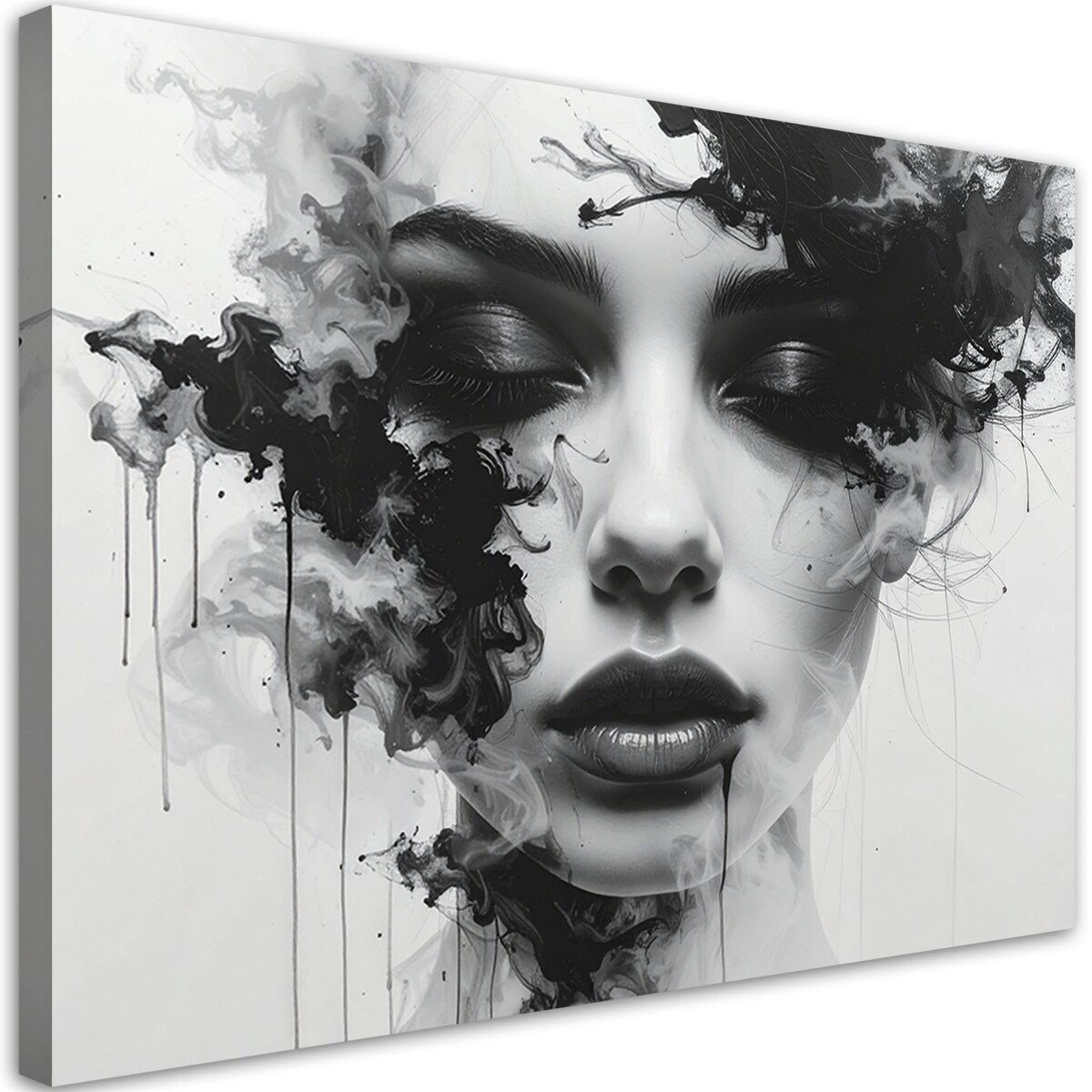 Nowoczesny obraz, Kobieta czarno-biały z efektem dymu 30x20 cm