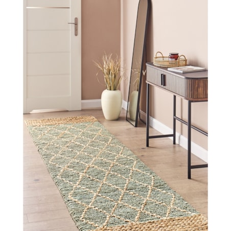 Dywan z juty 80 x 300 cm zielony z beżowym TELLIKAYA