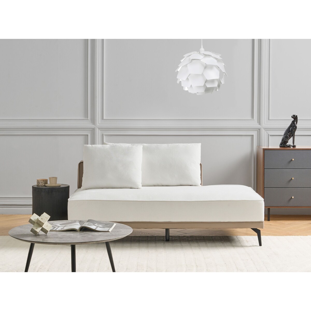 Narożnik modułowy prawostronny złamana biel MYKEN