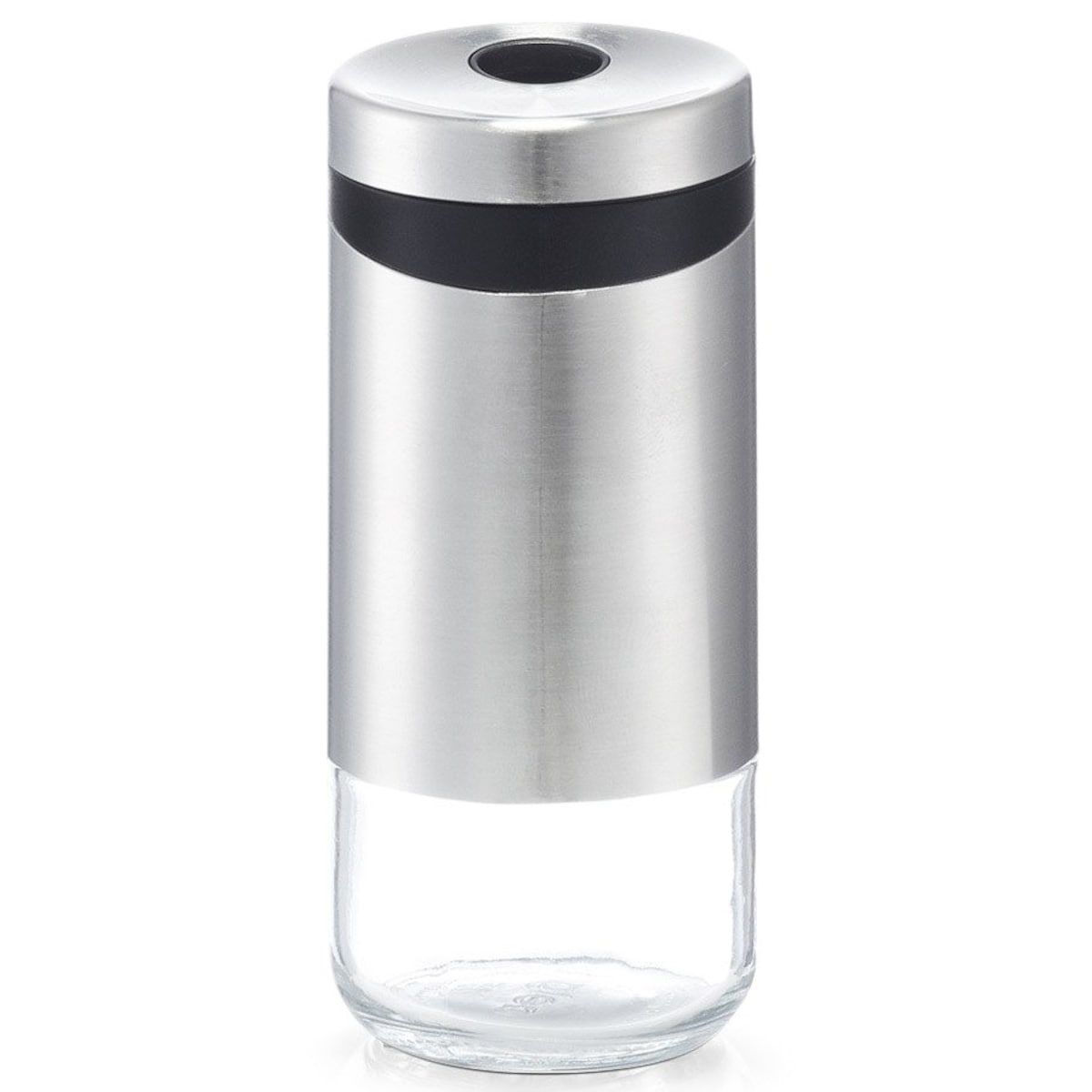 Szklany dozownik na przyprawy, pieprzniczka i solniczka w jednym, pojemnik na żywność sypką.