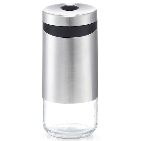 Szklany dozownik na przyprawy, pieprzniczka i solniczka w jednym, pojemnik na żywność sypką.