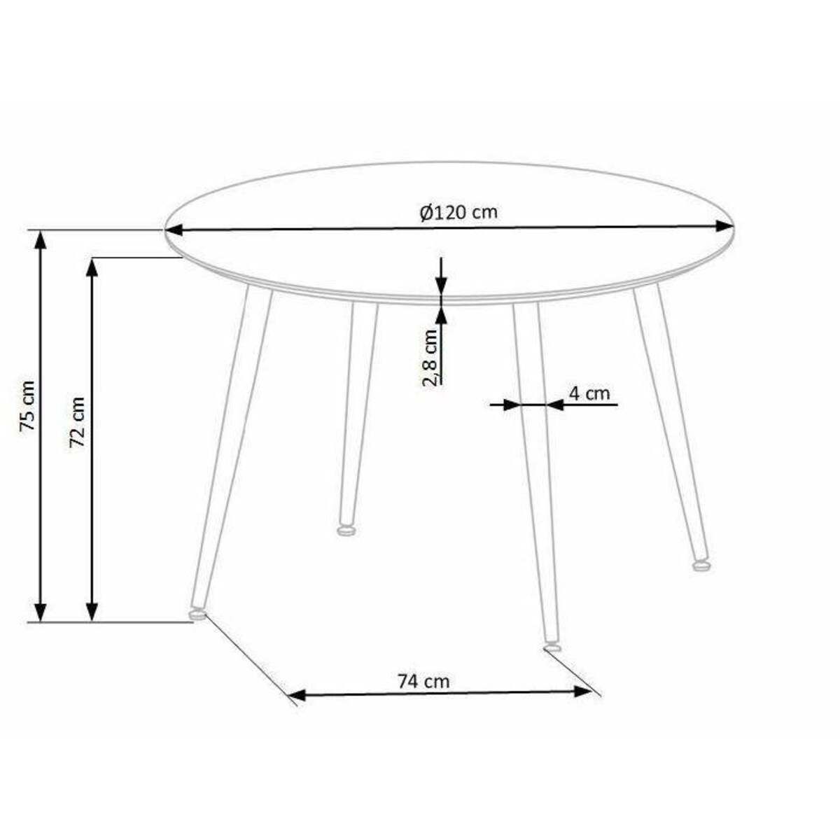 STÓŁ OKRĄGŁY 120/75 cm Beso CZARNY | ZŁOTY dla 5 osób