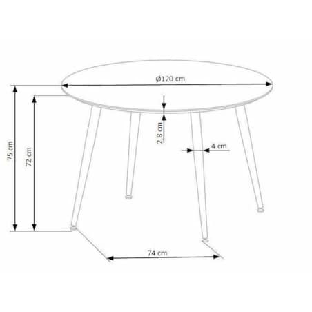 STÓŁ OKRĄGŁY 120/75 cm Beso CZARNY | ZŁOTY dla 5 osób