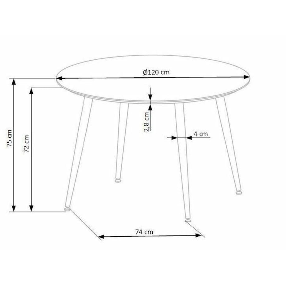 STÓŁ OKRĄGŁY 120/75 cm Beso CZARNY | ZŁOTY dla 5 osób