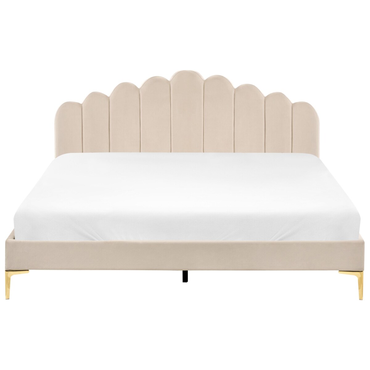 Łóżko Welur SAUVIAN 180 x 200 cm Beżowy