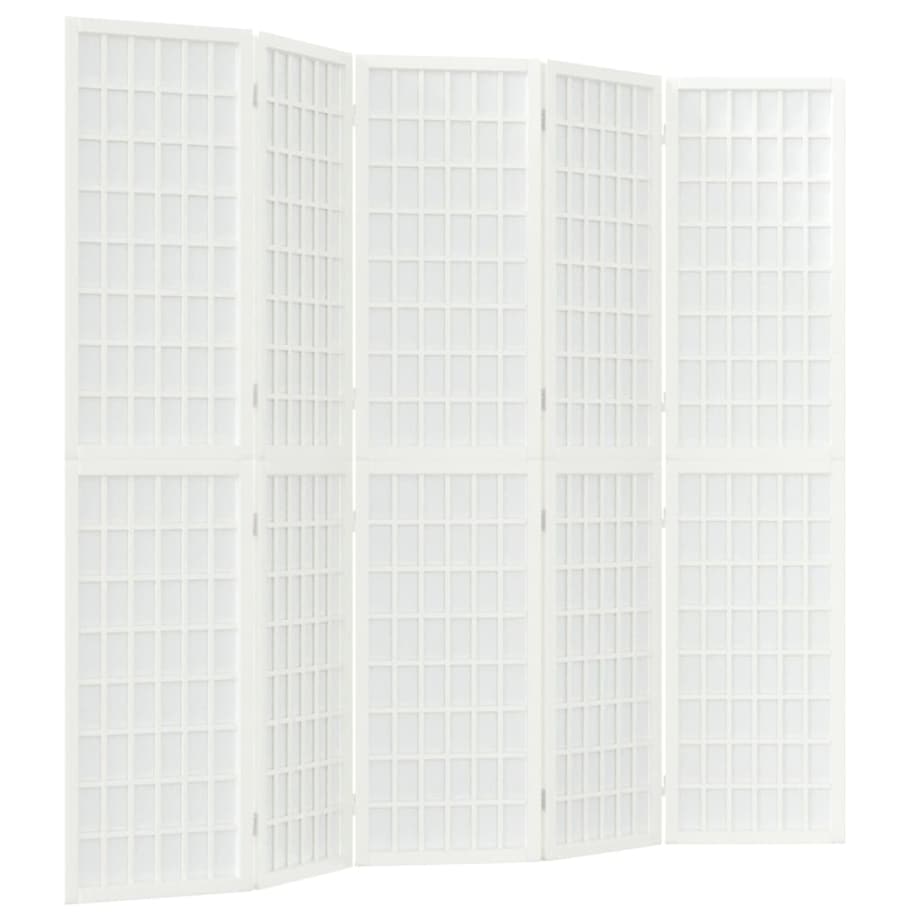 vidaXL Składany parawan 5-panelowy, styl japoński, 200x170 cm, biały