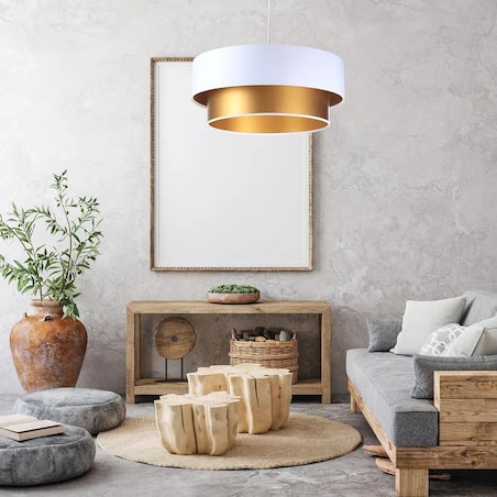 Lampa wisząca DOUBLE WHITE 50 biała/złota