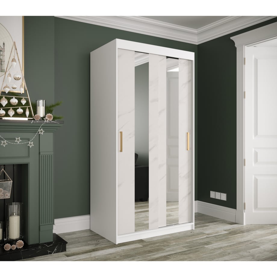 Szafa przesuwna Garderoba MARMUR POLE 100 gł. 62 biały