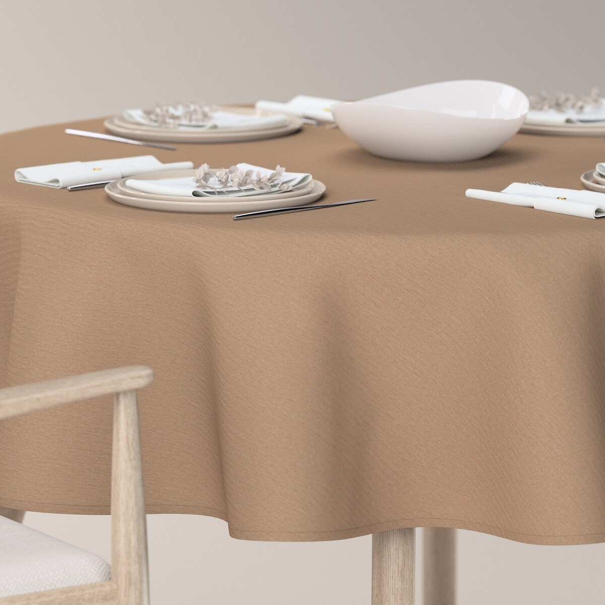 Obrus okrągły 130 x 130 cm beżowy