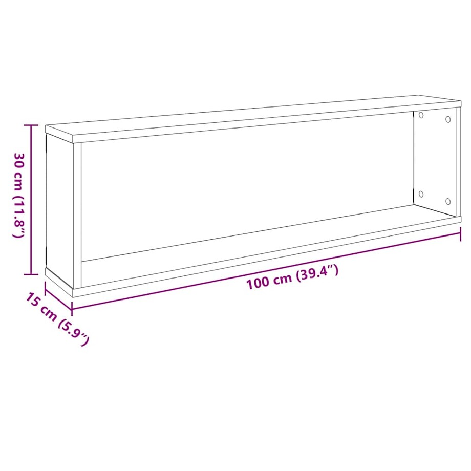 vidaXL Półki ścienne kostki, 4 szt., białe, 100x15x30 cm