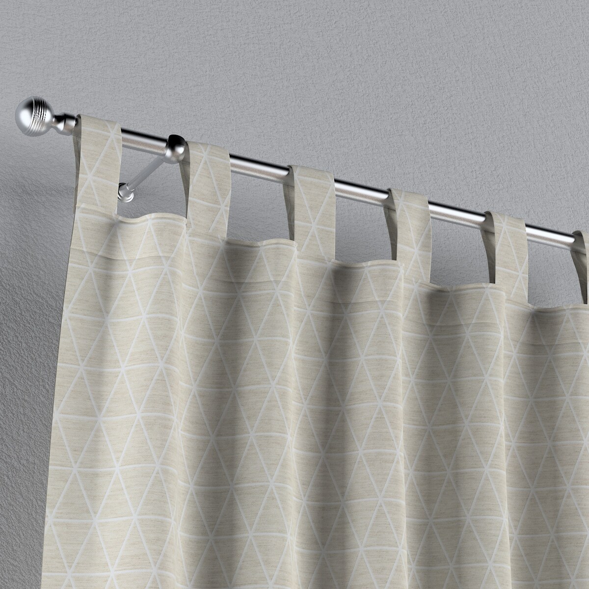 Zasłona na szelkach 1 szt. 130x260 trójkąty na beżowo-lnianym tle