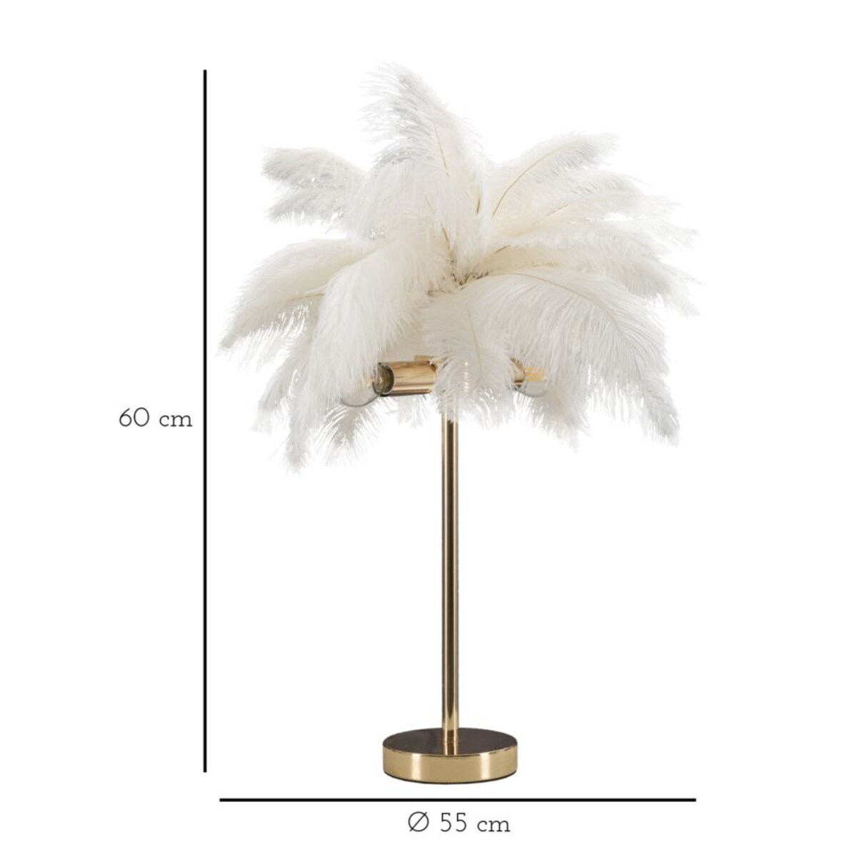Lampa stołowa Palm, kolor złoty i biały, żelazo i tworzywo sztuczne, 40 x 40 x 55 cm, 2 x E14, max. 40 W, motyw: palma, Mauro Ferretti