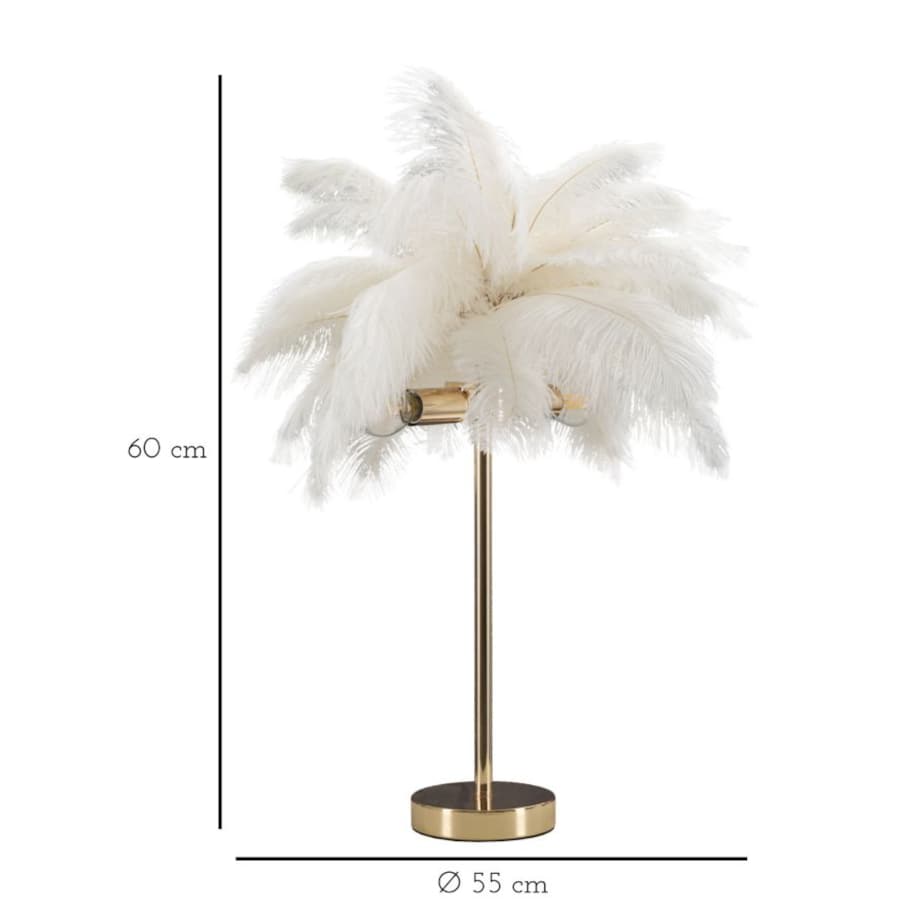 Lampa stołowa Palm, kolor złoty i biały, żelazo i tworzywo sztuczne, 40 x 40 x 55 cm, 2 x E14, max. 40 W, motyw: palma, Mauro Ferretti