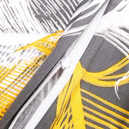 Pościel satyna bawełniana 180x200 Fevola białe i złote pióra na szarym tle, Satynlove