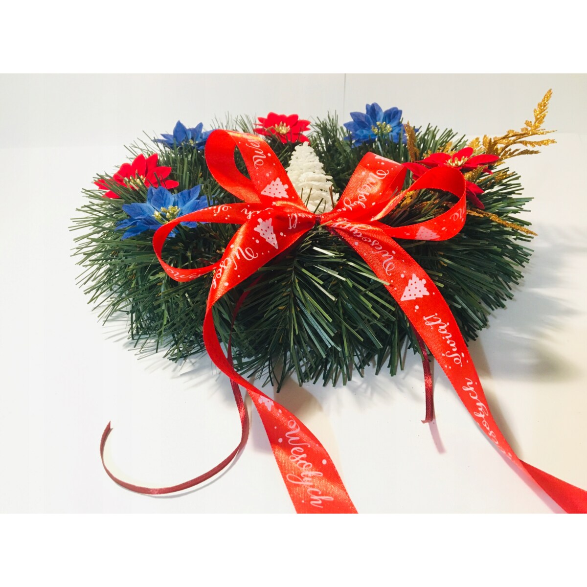 WIANEK dekoracja na drzwi okno święta gotowy stroik podarunek 30cm kwiaty