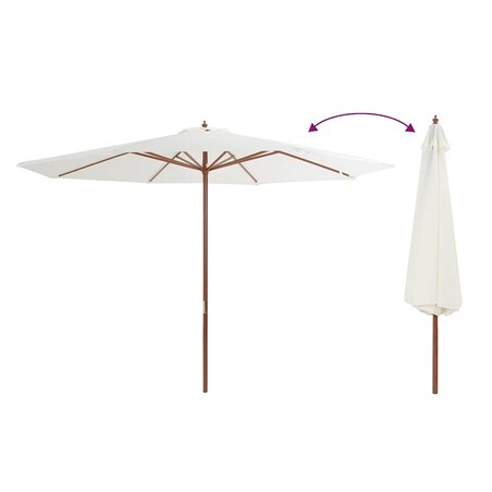 vidaXL Parasol ogrodowy na drewnianym słupku, 350 cm, piaskowa biel