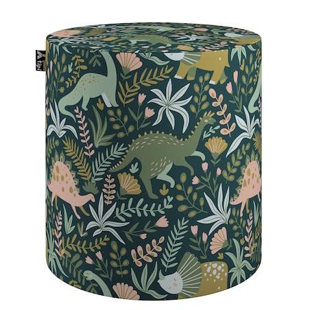 Puf Bobby, dinozaury na zielonym tle, ø40, wys. 40 cm, Magic Collection