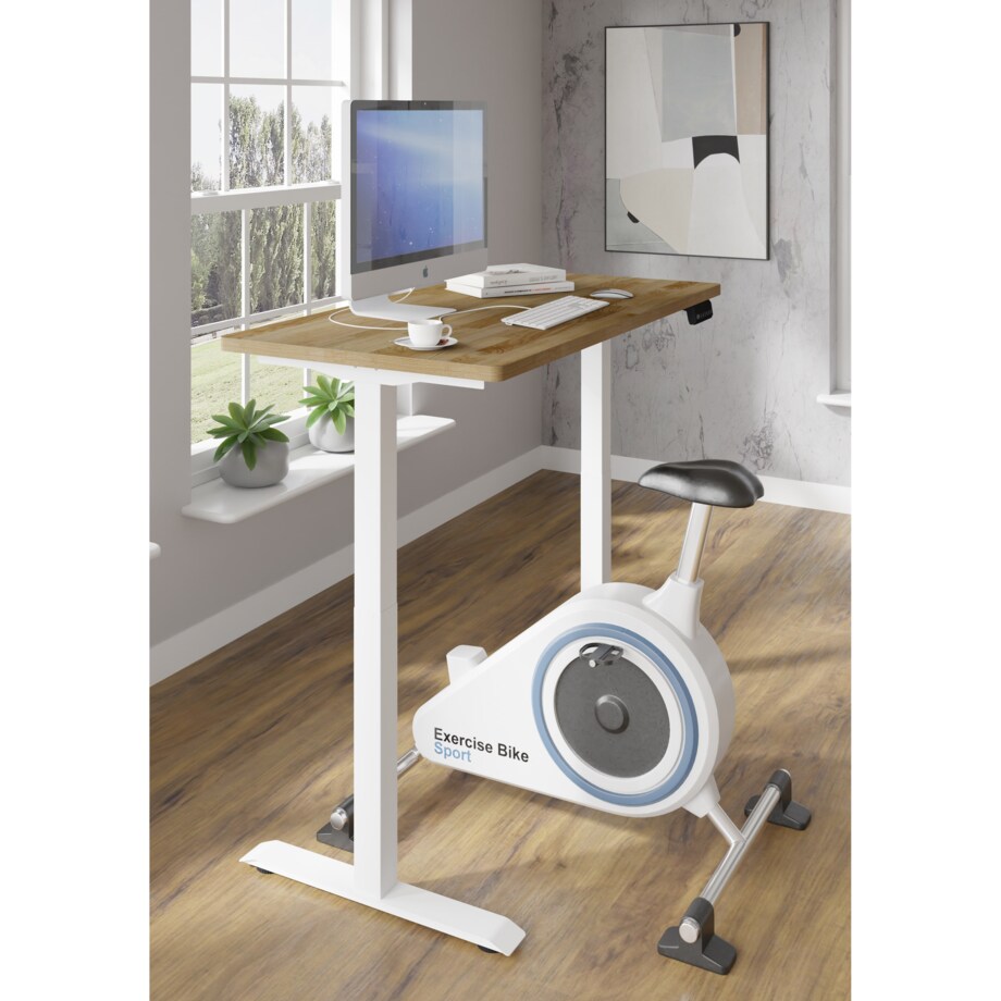 Biurko elektryczne z regulacją BIMotion 2S 140x70 biały/dąb