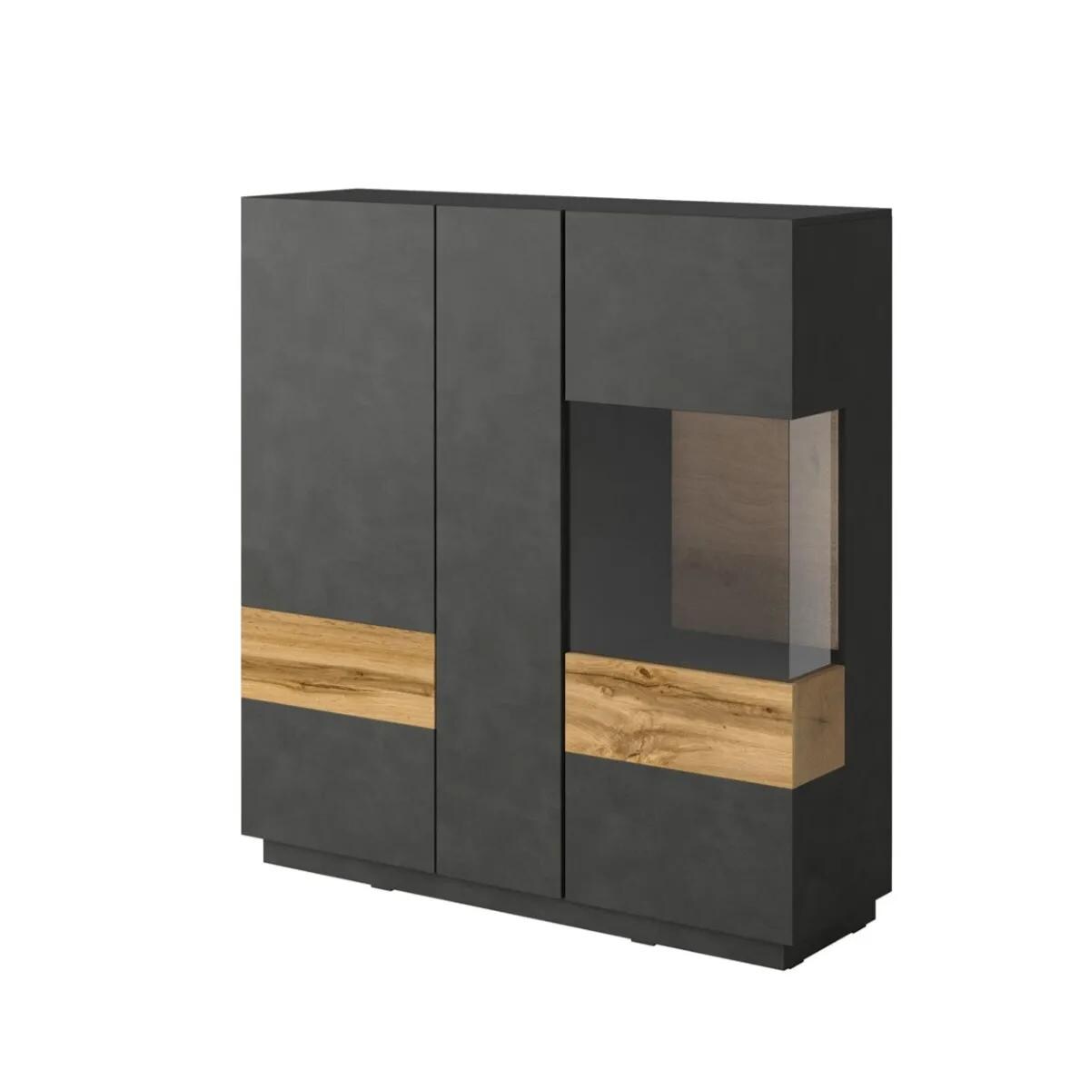 Witryna niska SILKE 3D 130cm matera/dąb wotan