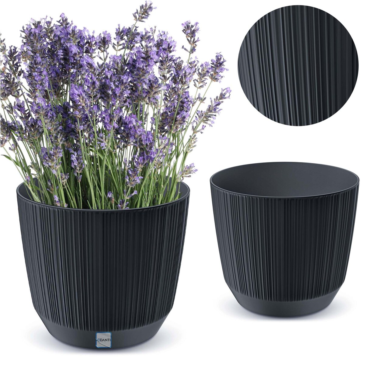 Doniczka Osłonka Domowa 19,5 Cm Ryfo Na Stół Parapet Do Domu Antracytowa