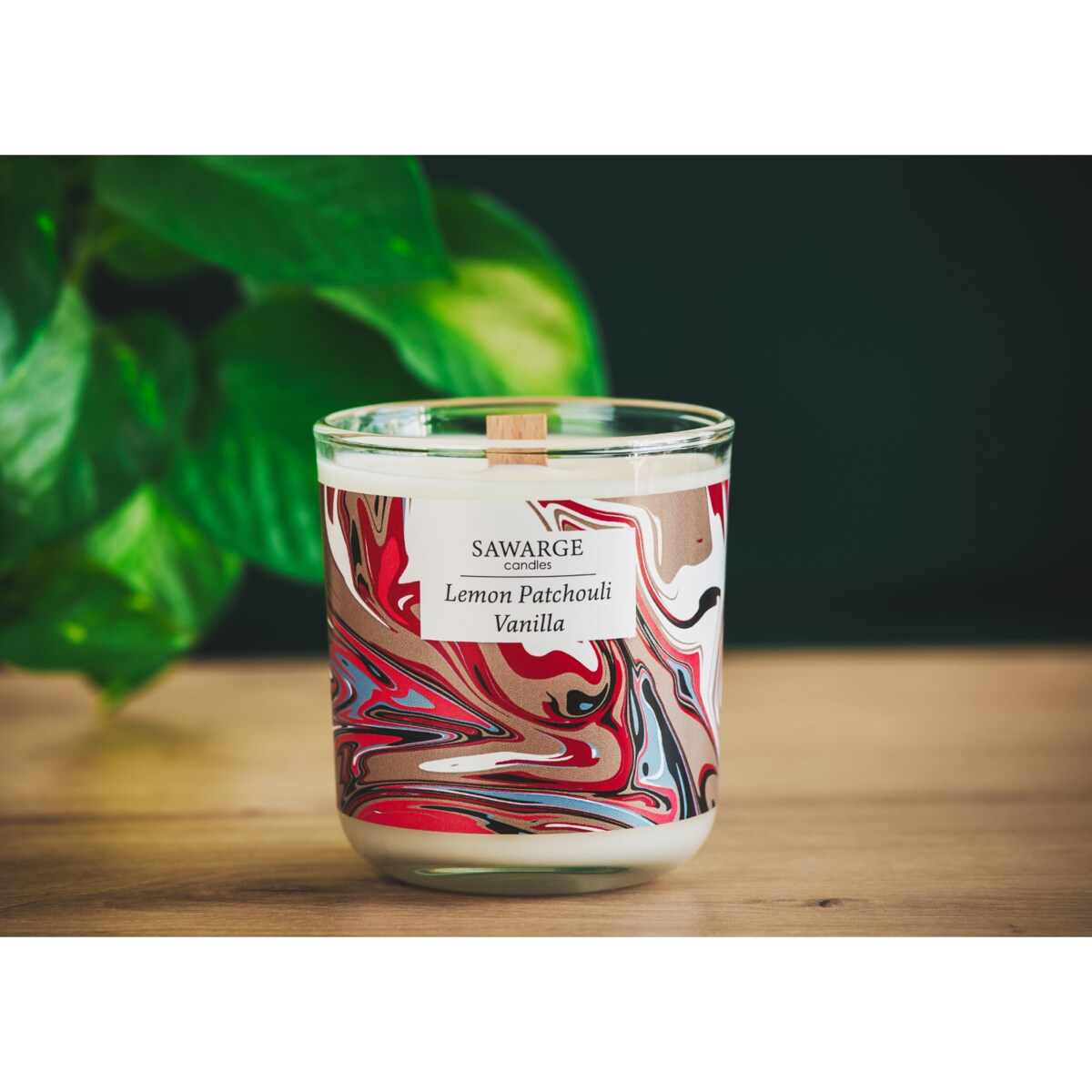 Świeca Zapachowa Sojowa / Drewniany Knot /40h/Cytryna Paczula Wanilia 200g