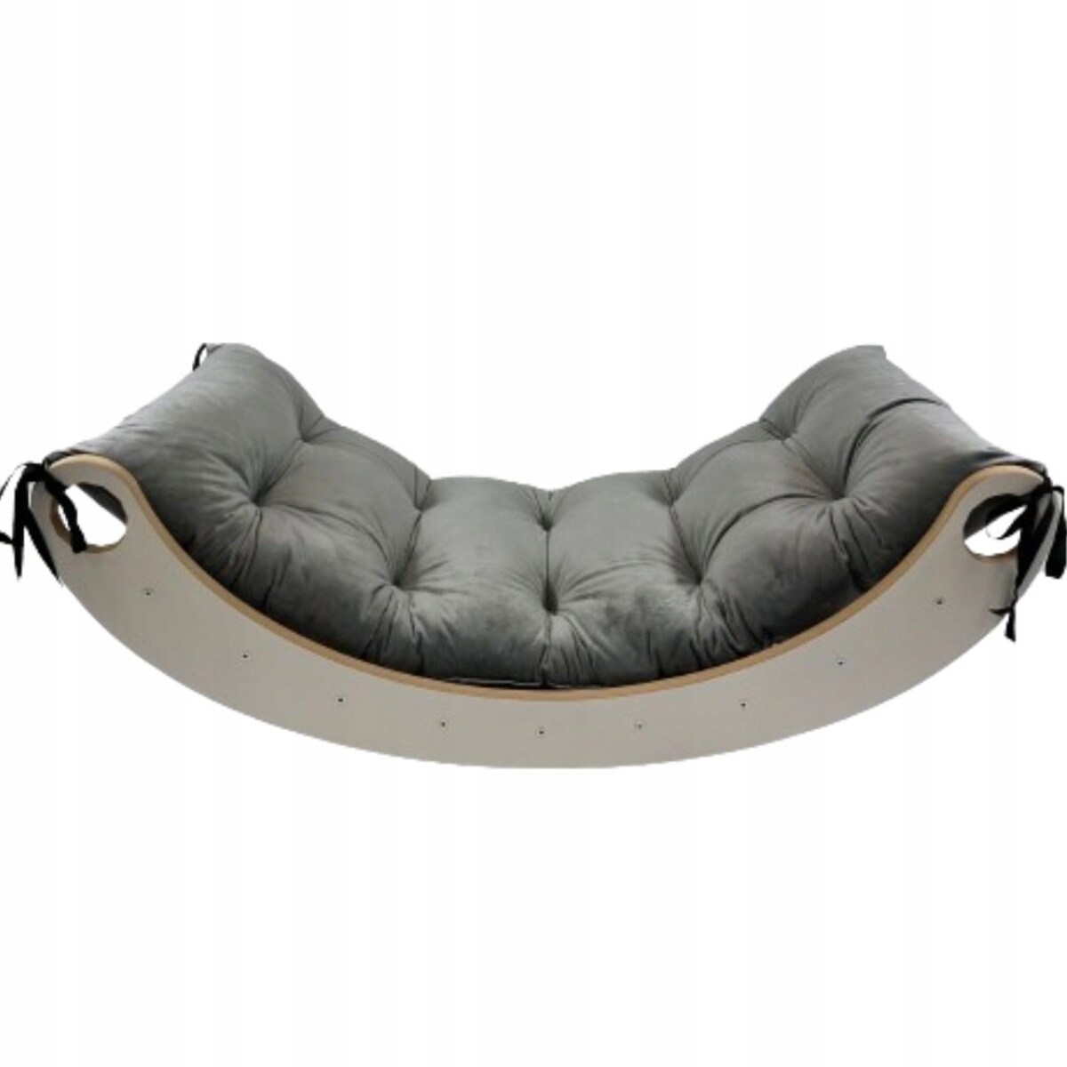 Drewniany Bujak Montessori dla Dziecka + Poduszka Welurowa j. szary CE