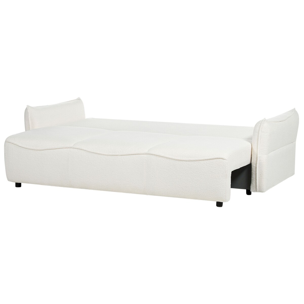 Sofa rozkładana z pojemnikiem boucle biała KRAMA