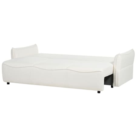 Sofa rozkładana z pojemnikiem boucle biała KRAMA