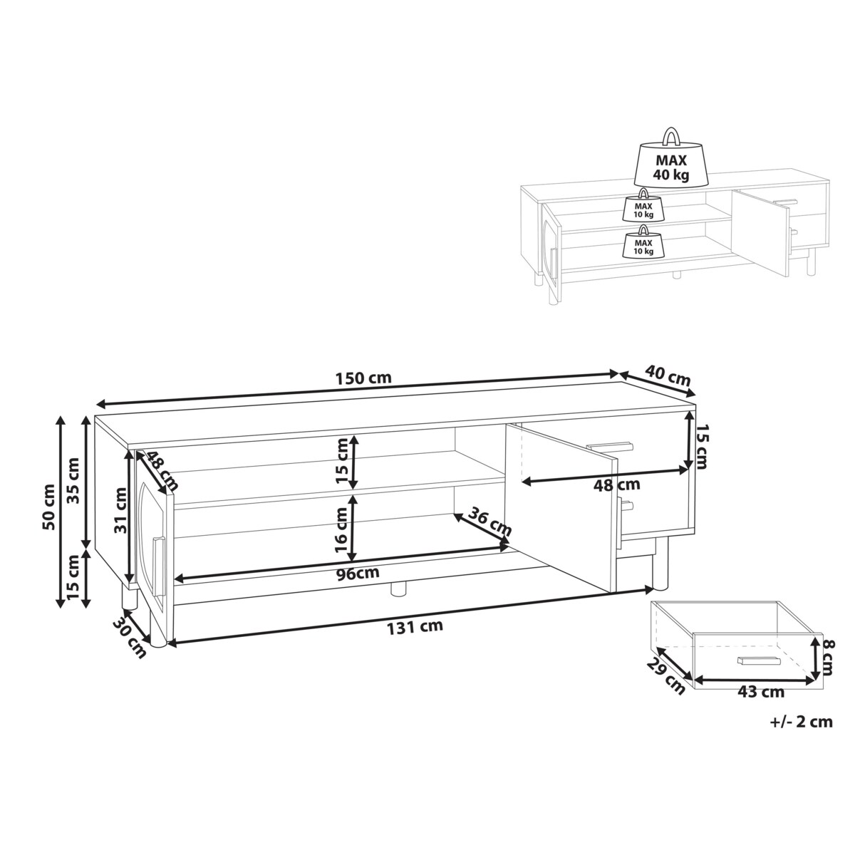 Szafka RTV COSTELLO Jasnobrązowy
