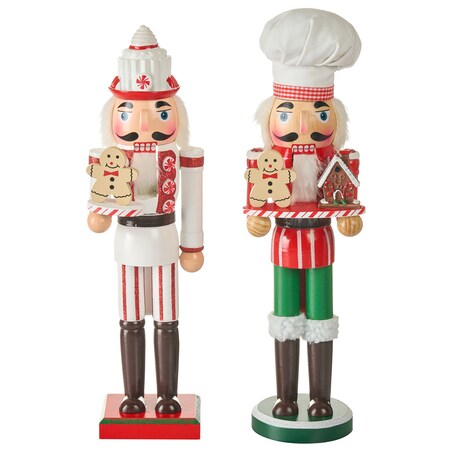 Zestaw 2 figurek dekoracyjnych BODSJON Dziadek do orzechów 35 cm Czerwony/ biały