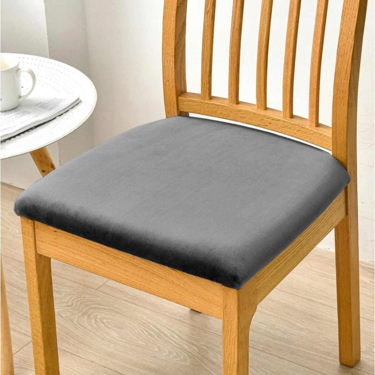 POKROWIEC NA SIEDZISKO 40x40cm SZARY WELUR ELASTYCZNY [26L]