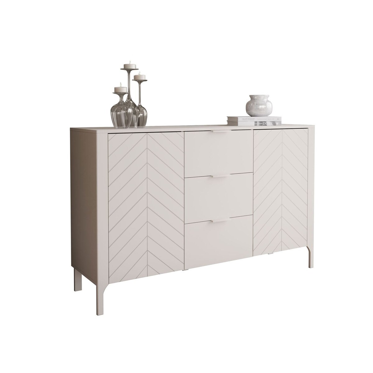 Dwudrzwiowa komoda z szufladami LUMI, kaszmir