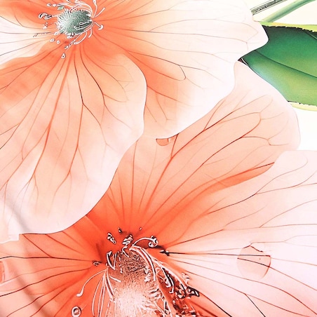 Pościel satyna bawełniana 160x200 Camellia kremowa w pomarańczowe kwiaty, Satynlove Premium