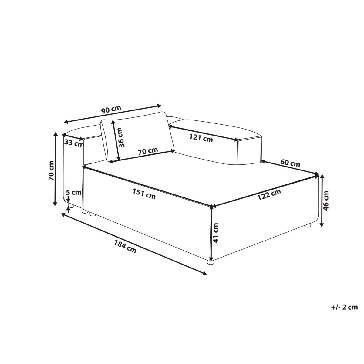 Szezlong lewostronny BRANDE Ekoskóra Złoty brąz