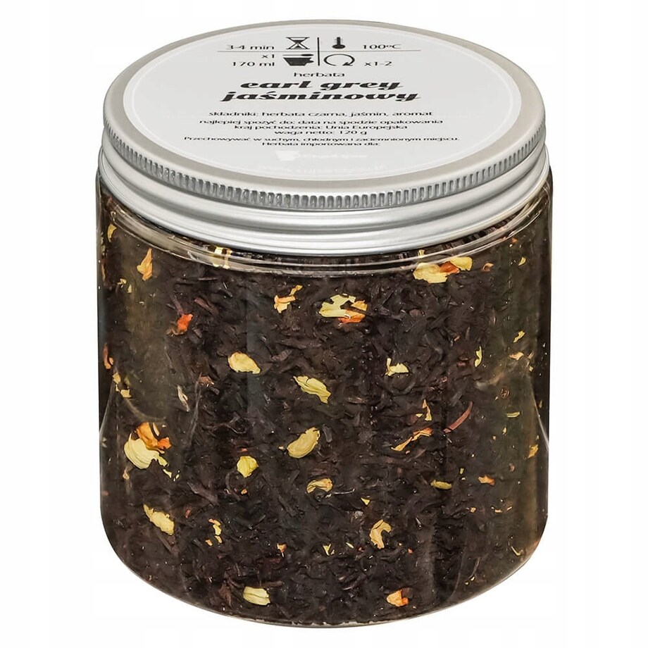 Herbata czarna sypana EARL GREY JAŚMINOWY o smaku bergamotki z nutą jaśminu - herbata liściasta sypana mieszanka napar susz - gotowa na prezent upominek