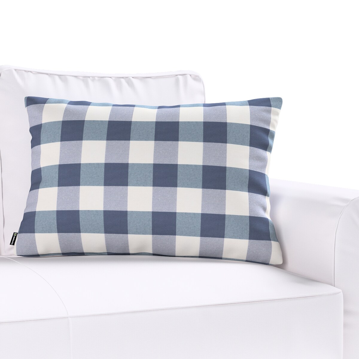 Poszewka Kinga na poduszkę prostokątną 60x40 granatowo-biała krata (5,5x5,5cm)