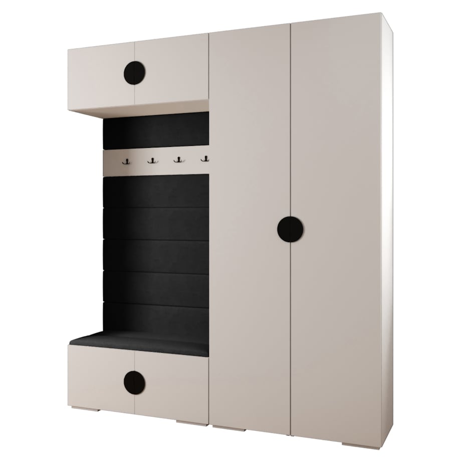 Garderoba do przedpokoju INOVA 4 Z18 biały+czarny+manila18