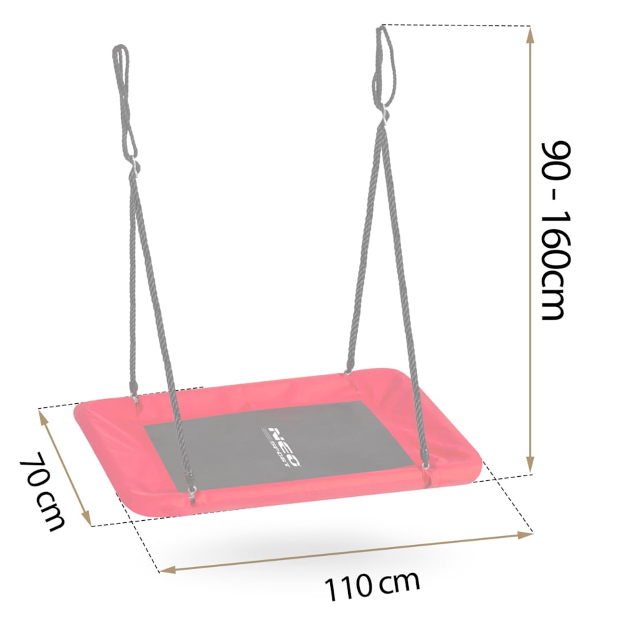 Huśtawka ogrodowa Neo-Sport bocianie gniazdo fotel wiszący 110x70 cm czarno-czerwona