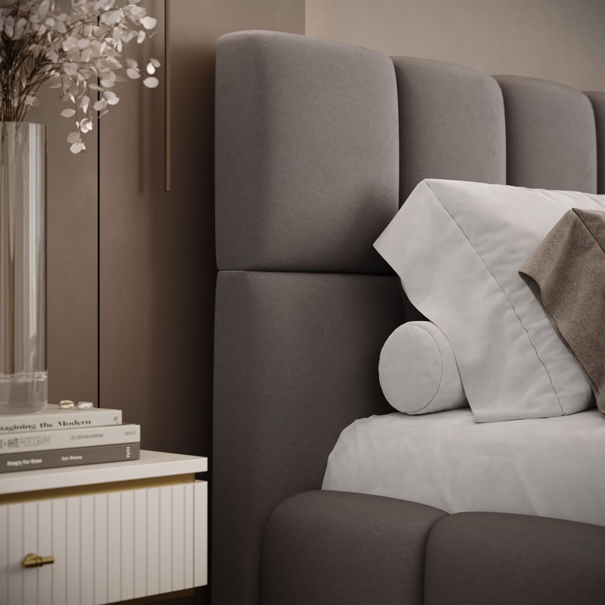 Łóżko tapicerowane VENEZIA, pojemnik na pościel, stelaż 34, 160x200, Castel 20