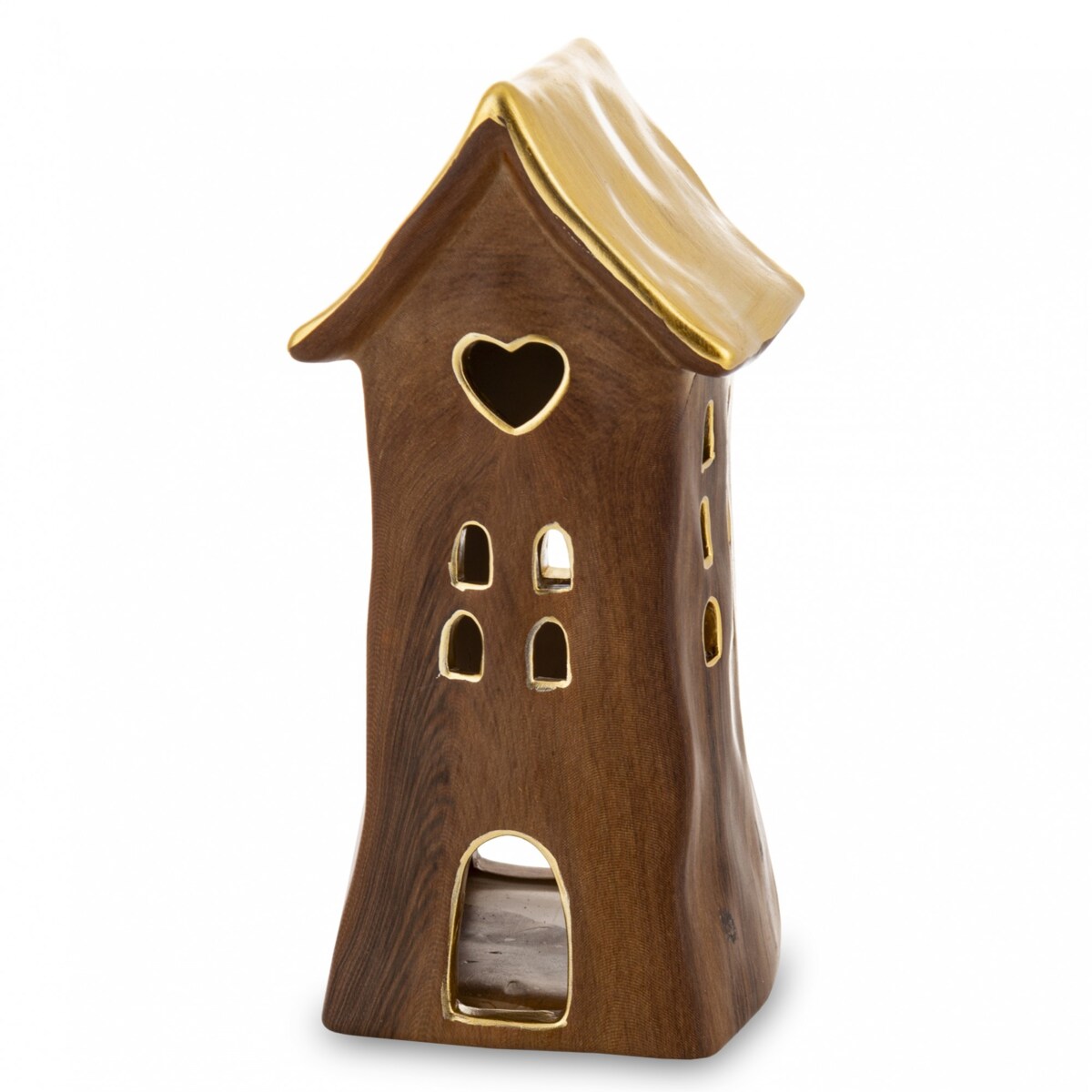 Dolomitowy domek na tea-lighty 20,5x9,5x9 cm brązowy big