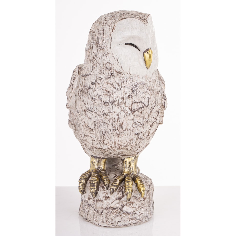 Dekoracja - biała sowa 23,5x11,5x11 cm UGLE