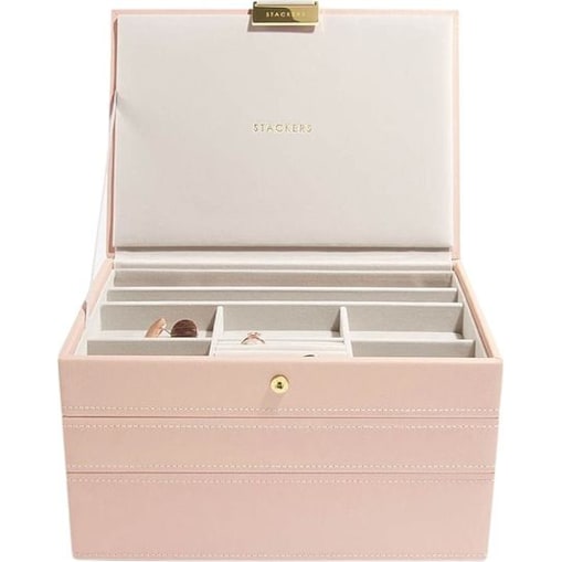 Szkatułka na biżuterię Stackers potrójna classic różowo-szampańska