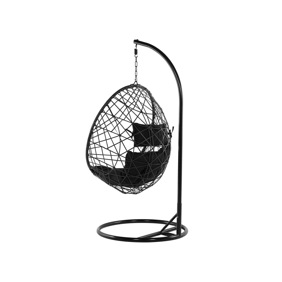 Fotel wiszący ze stojakiem z technorattanu czarny ALATRI