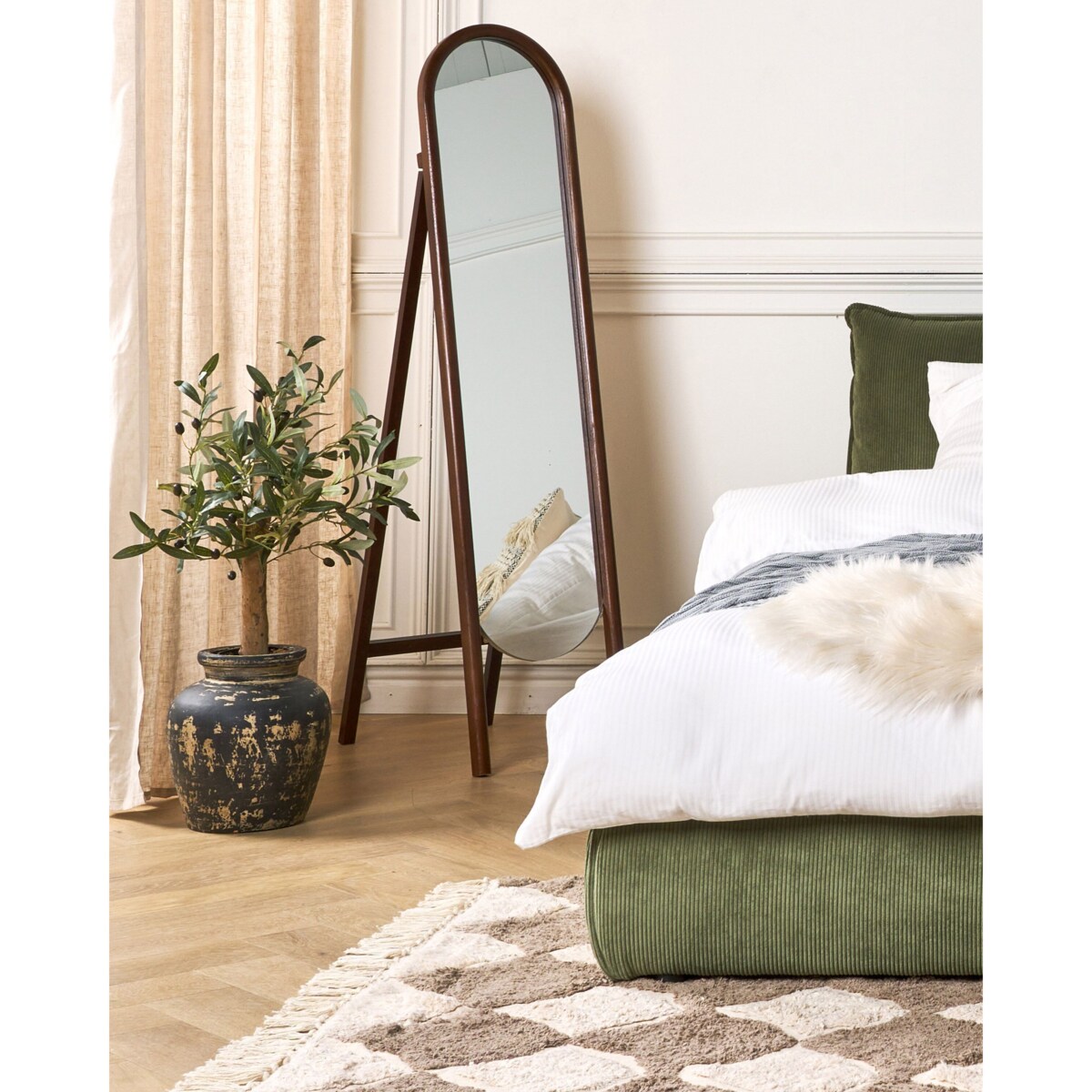 Lustro stojące 30 x 150 cm ciemne drewno CHELLES