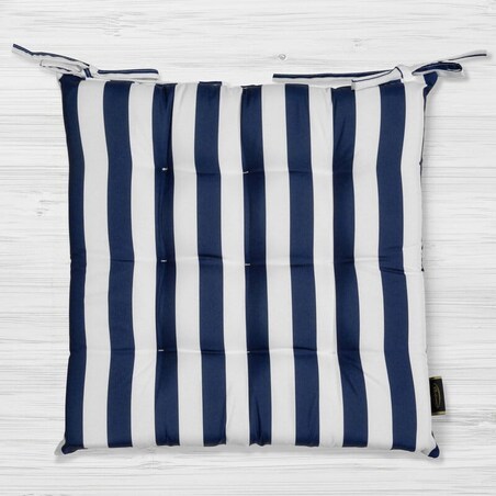 Poduszka na Siedzisko Krzesło Fotel Ogrodowy 40 x 40 x 5 cm Granatowa w Pasy