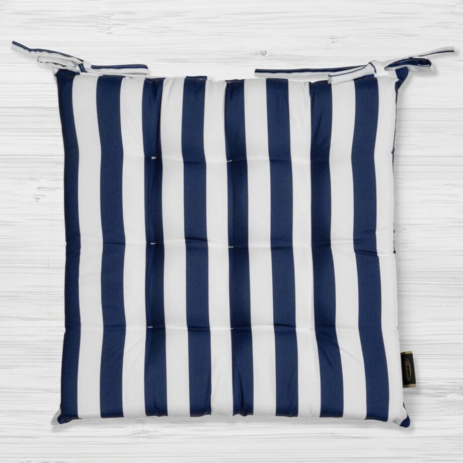 Poduszka na Siedzisko Krzesło Fotel Ogrodowy 40 x 40 x 5 cm Granatowa w Pasy